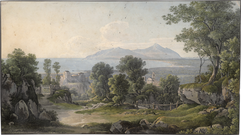 Lot 6662, Auction  127, Salathé, Friedrich, Blick über die Bucht von Terracina auf den Monte Circeo