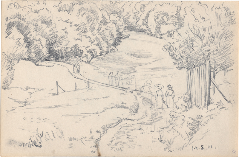 Lot 6679, Auction  127, Thoma, Hans, Landschaft mit Spaziergängern bei Oberursel im Taunus