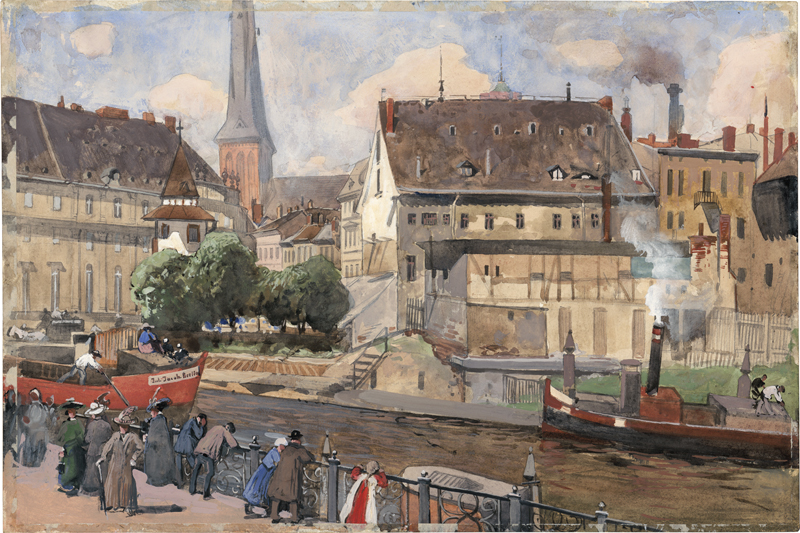 Lot 6686, Auction  127, Jacob d. J., Julius, Alt-Berlin: Blick über die Spree auf den Nikolaiturm und die Poststraße vom Mühlendamm aus gesehen