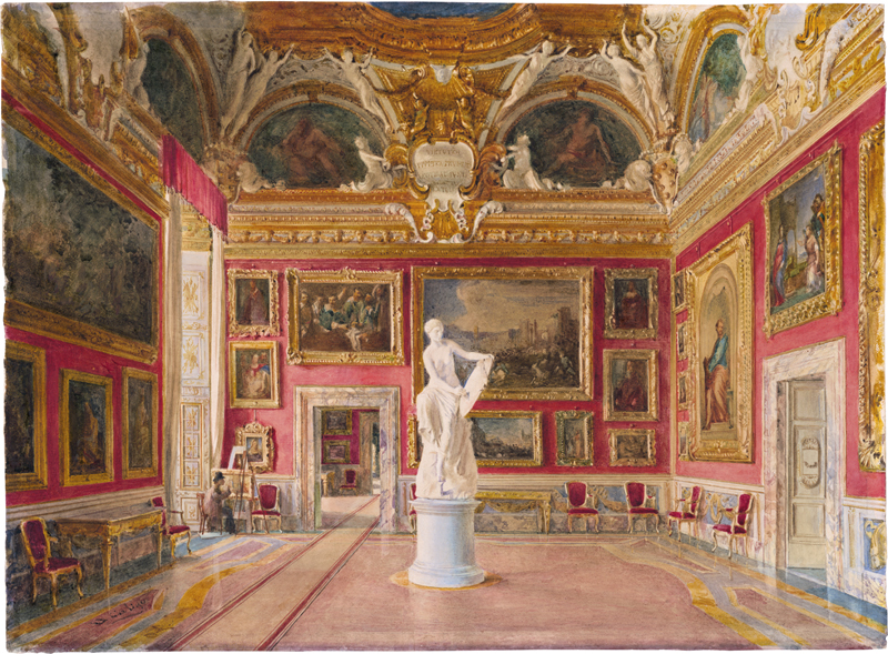 Lot 6702, Auction  127, Caligo, Domenico, Die Sala die Giove im Palazzo Pitti, Florenz mit Künstler vor der Staffelei