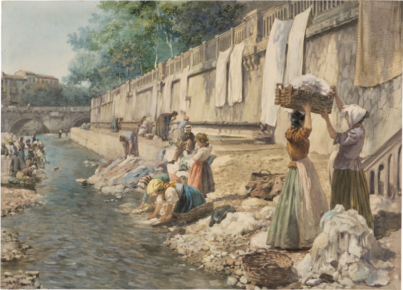 Lot 6707, Auction  127, Prosdocimi, Alberto, Wäscherinnen am Tiberufer in Rom