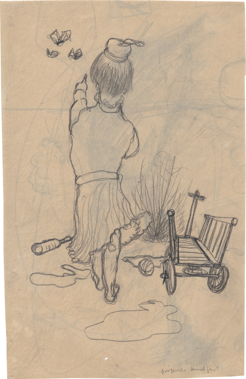 Lot 6935, Auction 127, Rainer, Arnulf, Fröhliche Kindheit (Mädchen mit Leiterwagen)