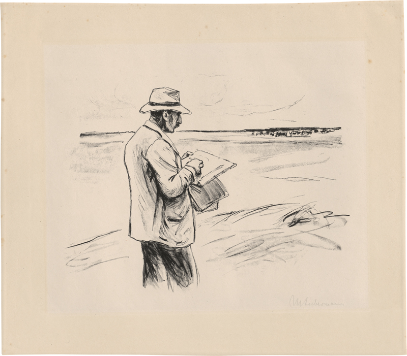 Lot 7007, Auction  127, Liebermann, Max, Selbstbildnis im Freien zeichnend