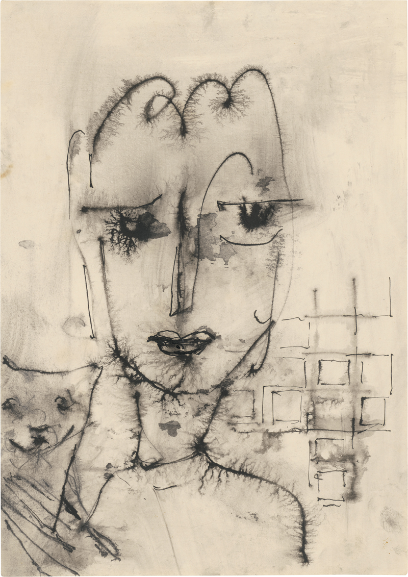 Lot 7162, Auction 127, Höch, Hannah, Weiblicher Kopf und Katze