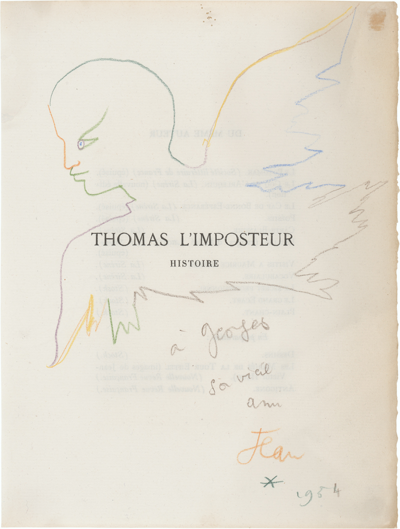 Lot 7176, Auction 127, Cocteau, Jean, Homme-oiseau (Thomas l'Imposteur)
