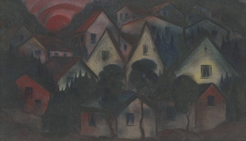 Lot 8005, Auction 127, Arnold, Christian, Dorf im Sonnenuntergang; Blühender Baum