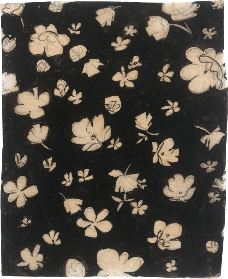 Lot 8025, Auction 127, Dufy, Raoul, Projet de tissu à fleurs sur fond noir pour Bianchini-Ferrer