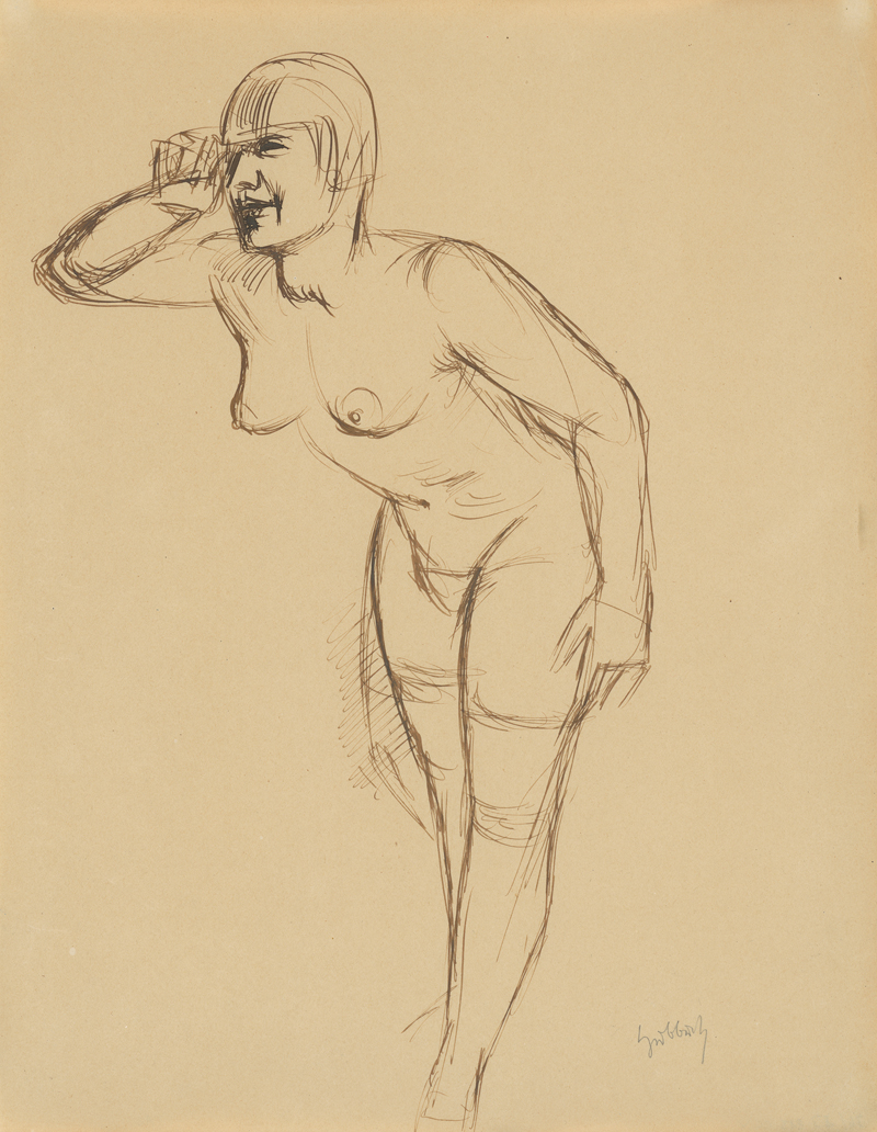 Lot 8041, Auction  127, Hubbuch, Karl, Stehender weiblicher Akt im Négligé