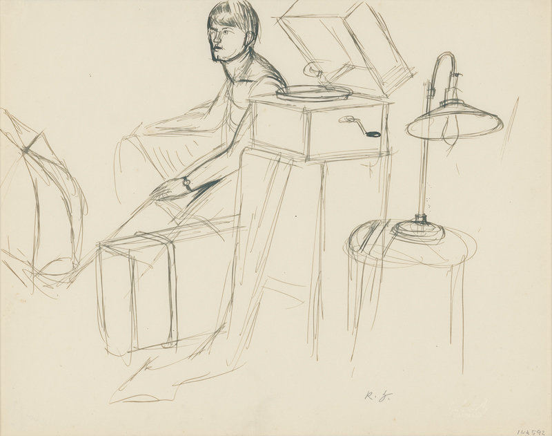 Lot 8043, Auction  127, Hubbuch, Karl, Sitzendes Mädchen mit Grammophon