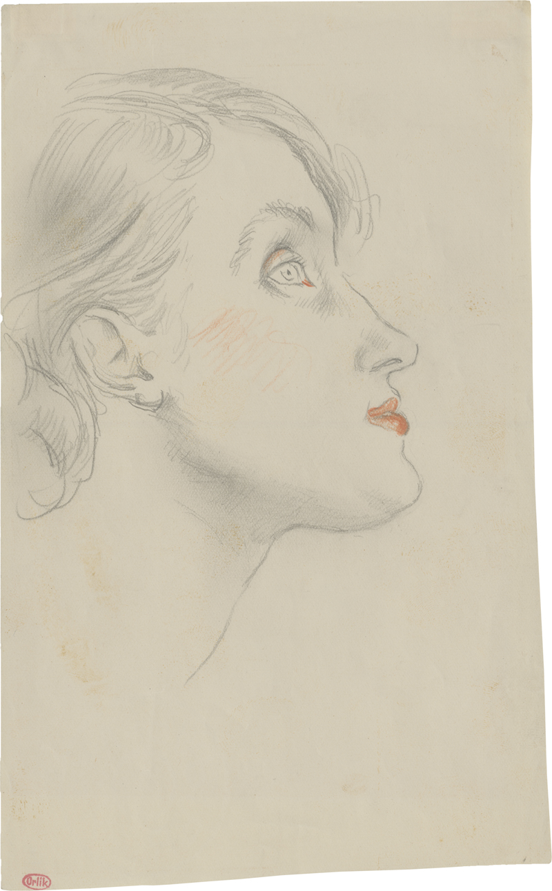 Lot 8089, Auction  127, Orlik, Emil, Mädchen mit erhobenem Kopf (Profil nach rechts)