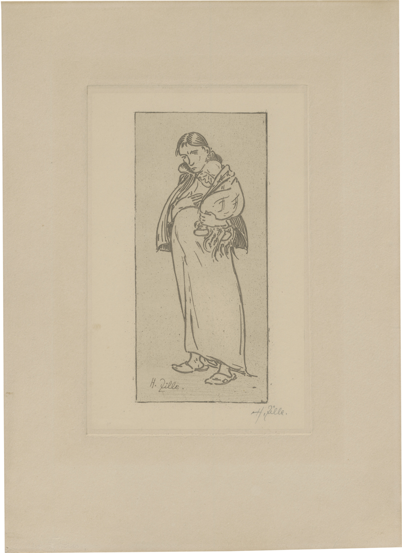 Lot 8142, Auction  127, Zille, Heinrich, Schwangere Frau mit Kind auf dem Arm