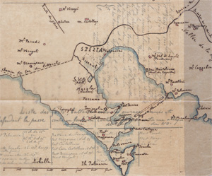 Lot 84, Auction  128, La Spezia, "Renseignements sur La Spezia". Französische Handschrift auf Papier und grenzkolorierter Lageplan 