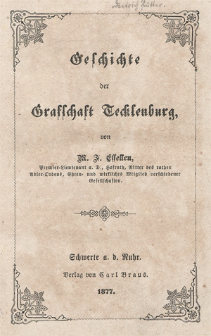Lot 126, Auction  128, Essellen, Moritz Friedrich, Geschichte der Grafschaft Tecklenburg