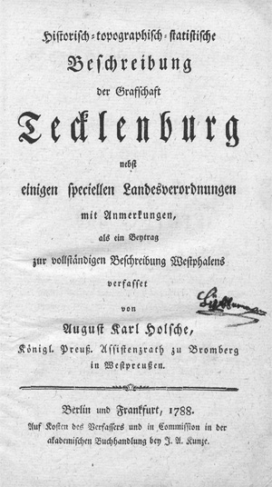 Lot 136, Auction  128, Holsche, August Karl, Historisch-topographisch-statistische Beschreibung der Grafschaft Tecklenburg