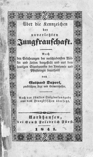 Lot 208, Auction  128, Duport, Gaspard, Über die Kennzeichen der unverletzten Jungfrauschaft