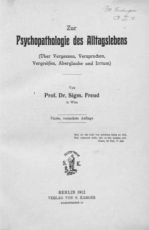 Lot 212, Auction  128, Freud, Sigmund, Zur Psychopathologie des Alltagslebens