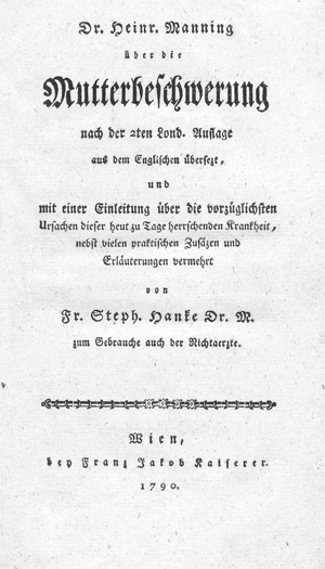Lot 225, Auction  128, Manning, Henry, Über die Mutterbeschwerung nach der 2. Londoner Auflage