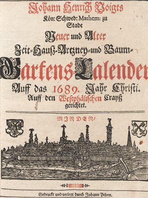 Los 318 - Voigt, Johann Heinrich - Neuer und alter Zeit-Hauß-Artzney- und Baum-Gartens-Calender auff das 1689 - 1 - thumb