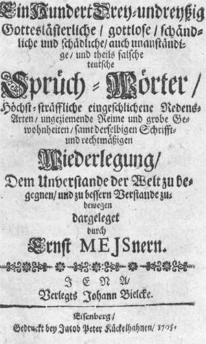 Lot 426, Auction  128, Meisner, Ernst, Ein Hundert Drey-unddreyssig Gotteslästerliche