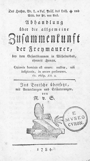 Lot 432, Auction  128, Beyerlé, Jean-Pierre-Louis, Abhandlung über die allgemeine Zusammenkunft der Freymaurer