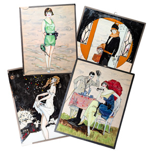 Lot 438, Auction  128, Art Déco, 8 Modebilder in Hinterglasmalerei