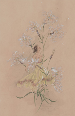 Lot 444, Auction  128, Schwarz-Torinus, Anne-Marie, Fleur animée. Farbiges Aquarell bzw. Gouache auf Karton