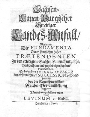 Lot 486, Auction  128, Ambeer, Levinus von, Sachsen-Lauen-Burgischer Streitiger Landes-Anfall