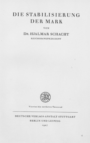 Los 517 - Schacht, Hjalmar - Die Stabilisierung der Mark - 1 - thumb