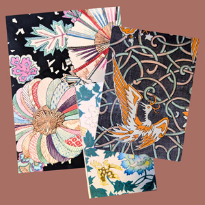 Los 575 - Ornamententwürfe - 4 japanische Farbholzschnitte mit Designmotiven und Mustervorlagen - 1 - thumb