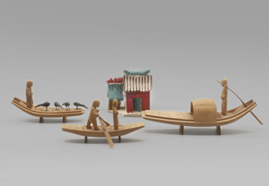Los 584 - Tushanwan-Holzfiguren - Set von 32 chinesischen Miniatur-Holzfiguren und Modellszenen aus der Holzwerkstatt des Jesuiten-Waisenhauses Tushanwan - 1 - thumb