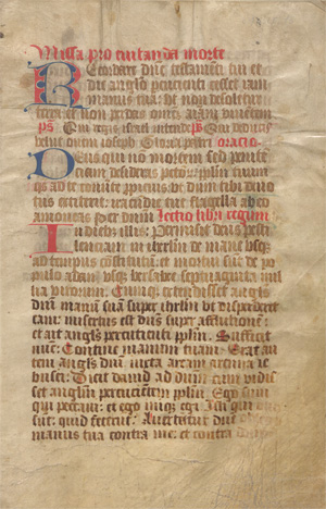 Lot 1004, Auction  128, Missa pro evitanda morte, Lateinische Handschrift auf Pergament