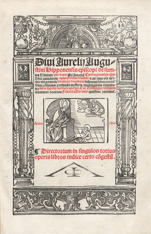 Lot 1050, Auction  128, Augustinus, Aurelius, De summa Trinitate. Mit Holzschnitt-Vignette und breiter Bordüre