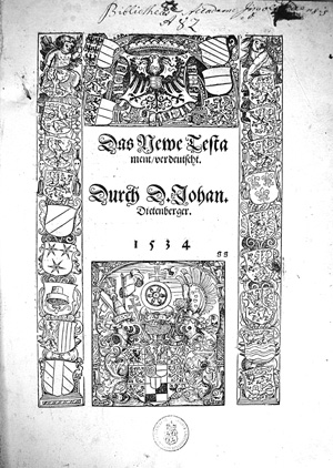 Lot 1054, Auction  128, Biblia germanica, Das Newe Testament, verdeutscht. Durch D. Johan. Dietenberger.