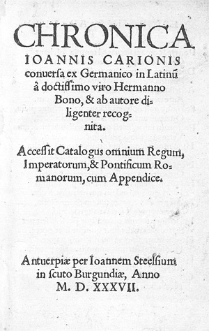 Lot 1066, Auction  128, Carion, Johannes, Chronica conversa ex Germanico in Latinum