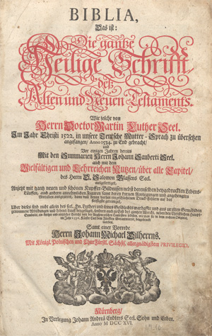 Lot 1158, Auction  128, Biblia germanica, Biblia, Das ist die gantze Heilige Schrift deß Alten und Neuen Testaments