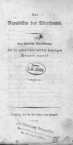 Lot 1261, Auction  128, Republiken des Alterthums, Die, Eine historische Untersuchung