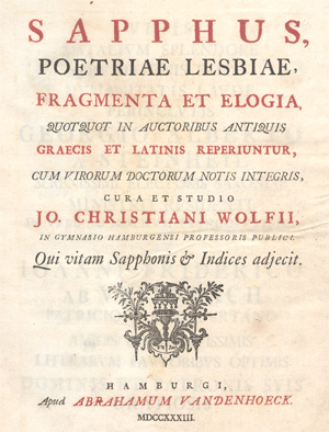 Lot 2129, Auction  128, Sappho, Fragmenta et Elogia