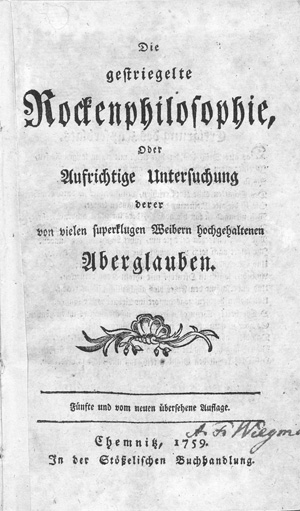 Lot 2132, Auction  128, Schmidt, Johann Georg, Die gestriegelte Rockenphilosophie