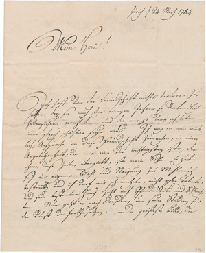 Los 2336 - Gessner, Salomon - Brief an den Dresdener Maler Klengel. 1784 - 0 - thumb