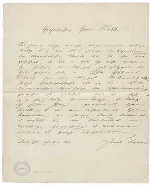 Los 2372 - Lynar, Rochus Otto Fürst zu - Brief an den Schauspieler und Schriftsteller Hans Georg Kriete. 1841 - 0 - thumb