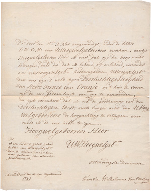 Los 2384 - Merken, Lucretia Wilhelmina van - Brief aus Amsterdam an einen Herrn. 1747 - 0 - thumb