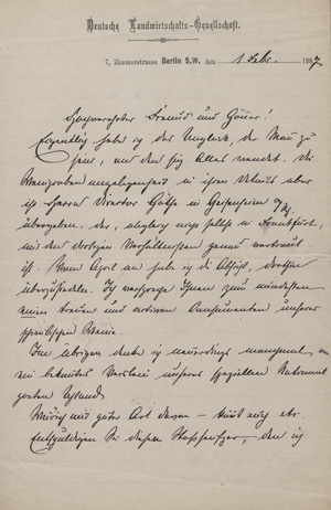Los 2448 - Eyth, Max von - Brief an einen "Freund und Gönner". 1887 - 0 - thumb