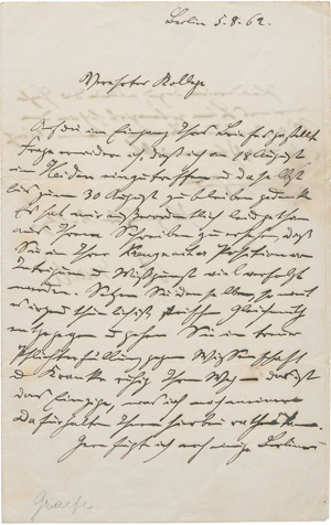 Los 2449 - Graefe, Albrecht von - Brief an einen Kollegen. Mit Beilagen. 1862 - 0 - thumb