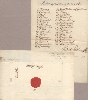 Los 2463 - Friedrich Christian, Markgraf von Brandenburg-Bayreuth - Brief an einen Fürsten in Hamburg. 1750 - 0 - thumb