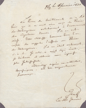 Los 2473 - Gentz, Friedrich von - Brief an einen Herrn. 1830 - 0 - thumb