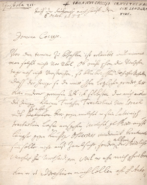 Los 2474 - Ernst Landgraf von Hessen-Rheinfels - Brief an Johann Coccejus in Leiden. 1658 - 0 - thumb