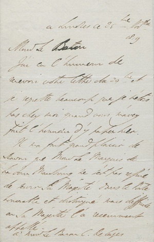 Los 2494 - Wellington, Arthur Wellesley Herzog von - Brief an einen Baron. London 1819 - 0 - thumb