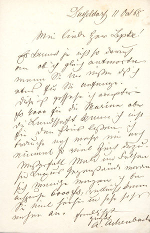 Los 2495 - Achenbach, Andreas - Brief an den Kunsthändler Lepke. Düsseldorf 1868 - 0 - thumb