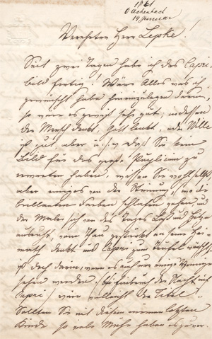 Los 2496 - Achenbach, Oswald - Brief an den Kunsthändler Lepke. 1861 - 0 - thumb
