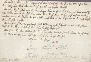 Los 2503 - Füssli, Johann Heinrich - Brief-Fragment an Friderike Brun. Wohl um 1790 - 0 - thumb